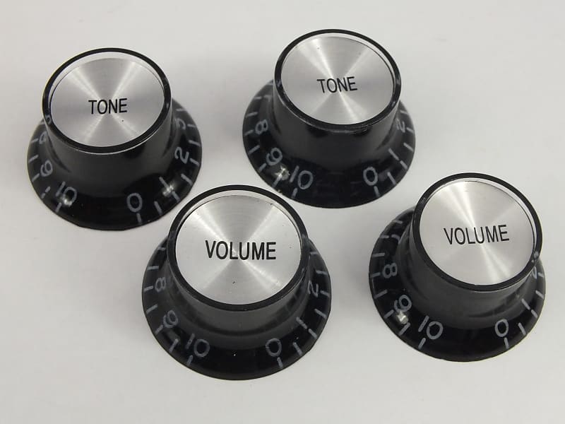 Black Reflector Knobs Top Hat Mirror fits USA Gibson Reverb UK