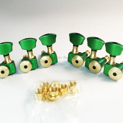 Sperzel 3X3 Trimlok 3-Per-Side Locking Tuners Tuning Pegs - GREEN & GOLD image 1