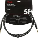 Fender Deluxe Series 5 ft Black Tweed Straight Guitar Instrument Cable Cord 1/4"