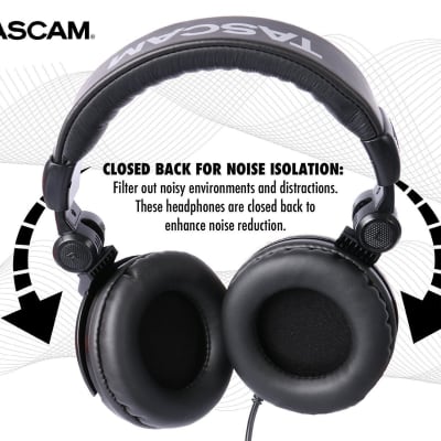 Tascam TH-03 Closed Back Over-Ear Headphones (Black) image 3