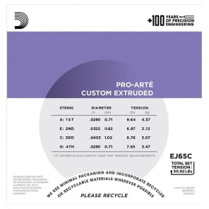 D'Addario EJ65C ProArte Custom Extruded Clear Nylon Concert Ukulele Strings (28, 32.2, 40.3, 28) image 3