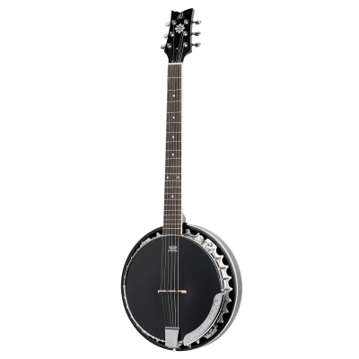 Ortega OBJE356-SBK-L Raven Series Banjo 6 String Lefty Satin Black + Gigbag image 2