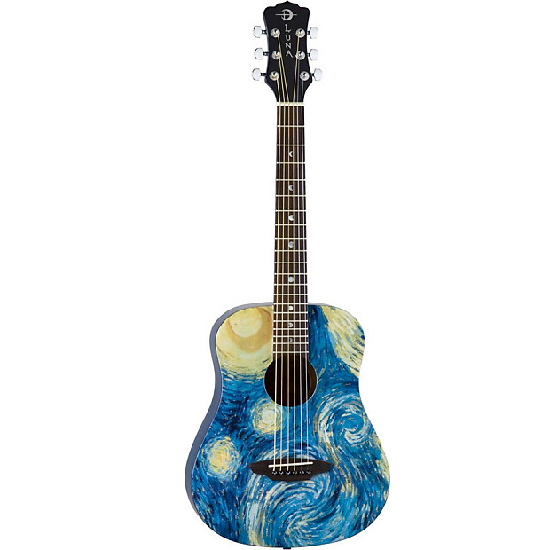 Luna Safari Starry Night 3/4 Size Travel Acoustic Guitar Starry Night Print image 1