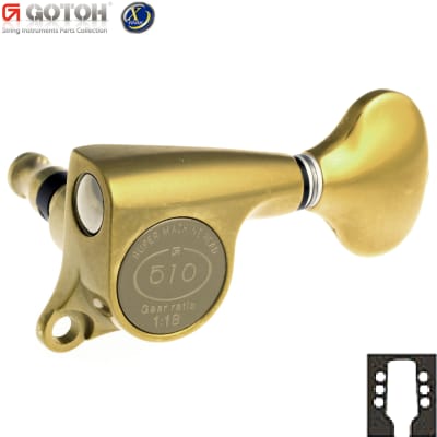 GOTOH SGS510Z-S5-XG 3x3 Mini Guitar Tuners 1:18 Ratio / 3L+3R / Antique X-GOLD