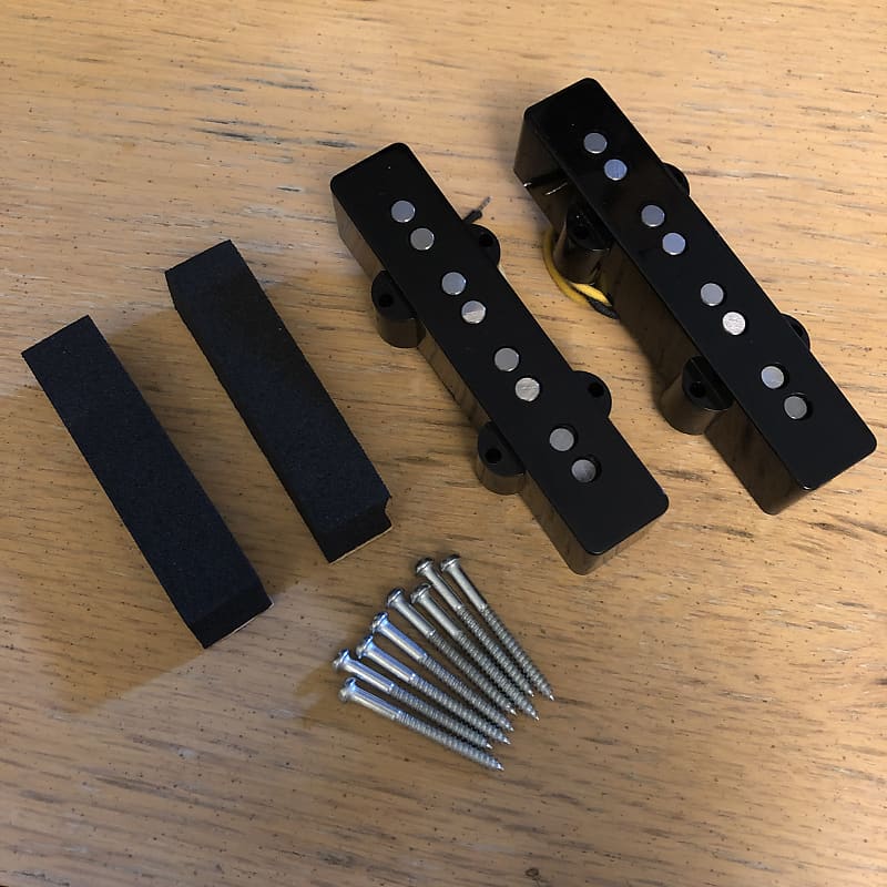 Lollar Jazz Bass Neck Bridge 4 String Pickup Set Black