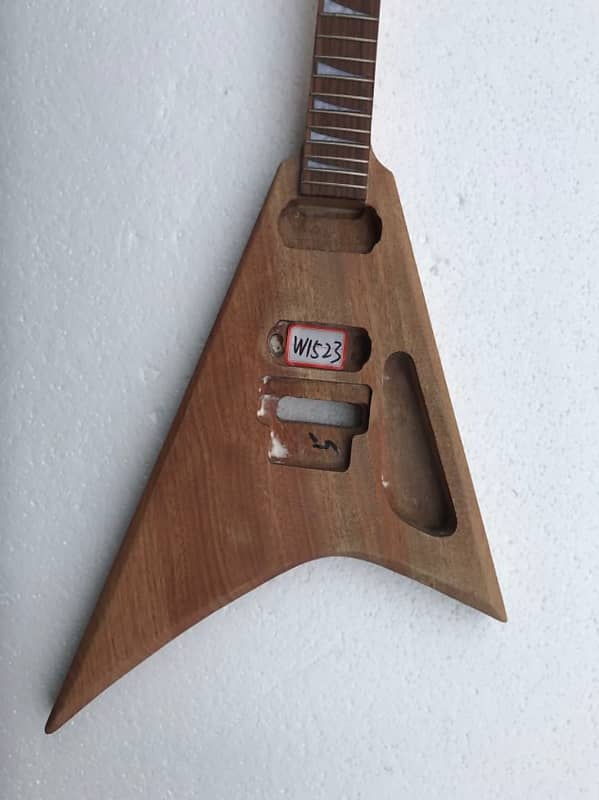 Unfinished Flying V Style Mahogany Wood Guitar Body with Reverb
