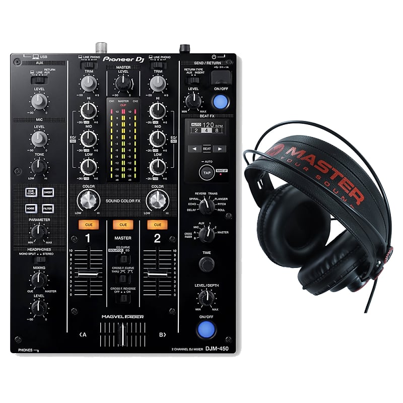 Pioneer DJM-450 DJ Mixer u0026 Master PRO10 Headphones | Reverb