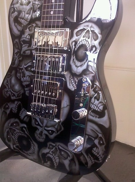 Normandy Guitars Alumicaster Custom  - Silver Metallic Zombie Skulls Airbrush **REDUCED** image 1