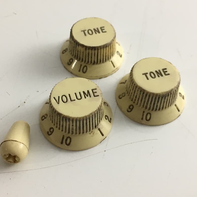 Three Aged White Relic Genuine Fender Knobs Stratocaster Reverb