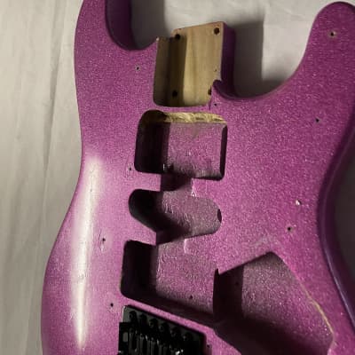 Unbranded Stratocaster Style Electric Guitar Body 2000s - Bubblegum Pink Sparkle image 5