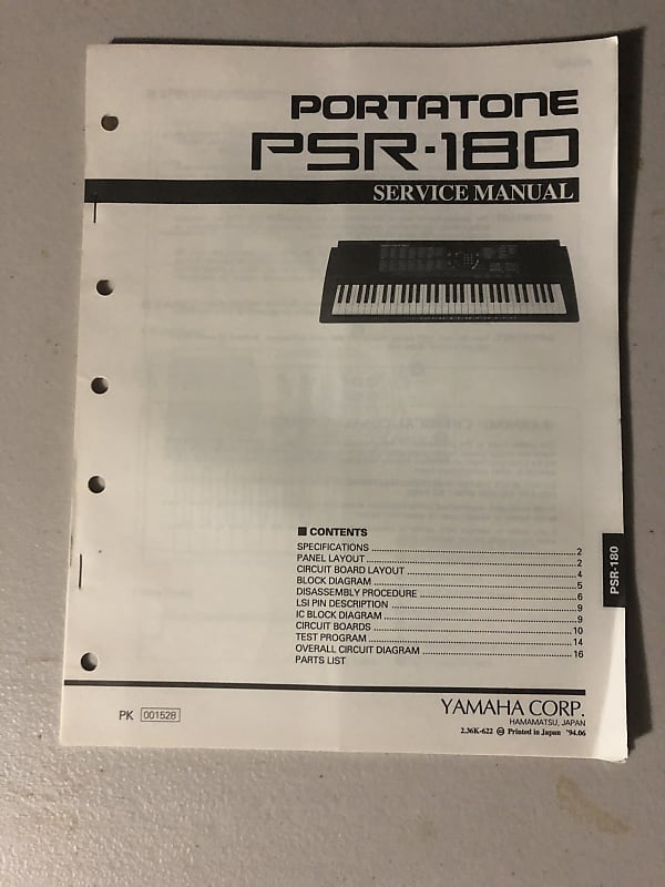 Yamaha  PSR-180 Portatone Service Manual image 1