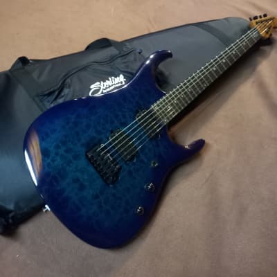 Guitare Sterling By Music Man John Petrucci JP 150 Dimarzio Quilted Maple Cerulean Paradise (bleu neptune lagon) en état neuf image 5