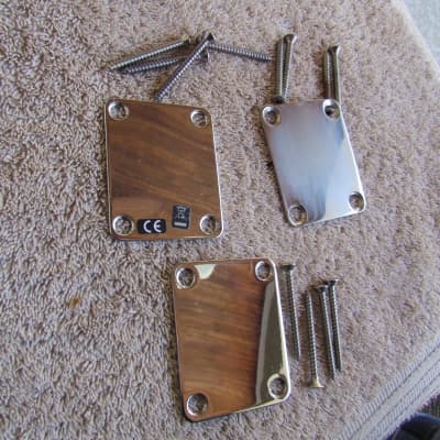 Fender Style 4 Bolt Neck Plates W/Screws Set Of 3 Chrome 4 Bolt Neck Plates W/Screws Luthier Supplys image 1