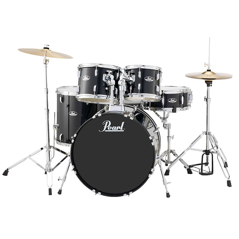 Pearl Roadshow 5-pc. Drum Set with Hardware and Cymbals in Jet Black image 1