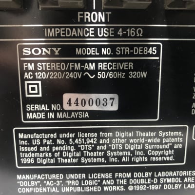 Sony STR-DE845 Receiver 5.1 Channel Surround Sound HiFi Stereo Vintage Phono imagen 5
