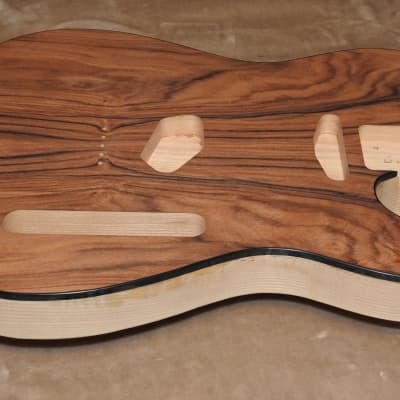 Unfinished Tele 2 Piece Ash With a Book Matched 2 Piece Black Walnut Top Bound in Black! image 9