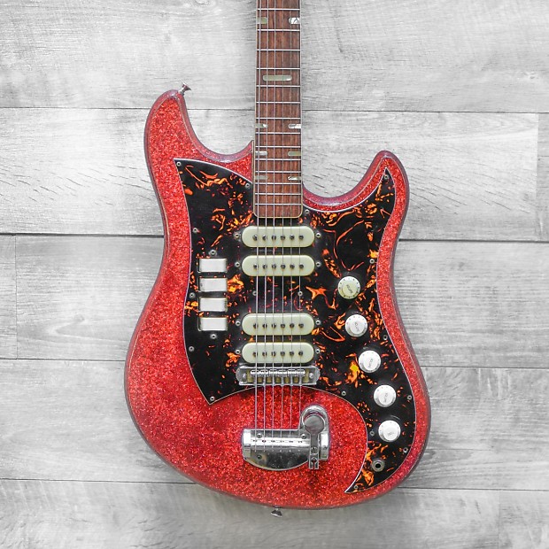 Norma 4-Pickup Electric Guitar Red Sparkle 1960's w/GigBag VINTAGE image 1