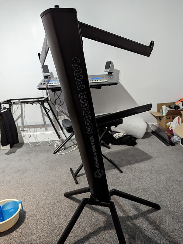 K&M Konig & Meyer 18860.000.30 Spider Pro Keyboard Stand | Height & Depth  Adjustment For 2 Keyboards | Extendable Arms | Mic Boom Thread | Cable  Clamp