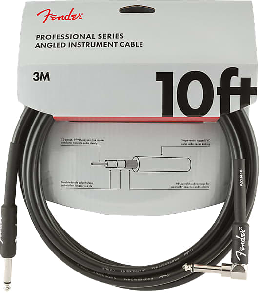 Fender Professional Guitar/Instrument Cable, Straight-Right Angle, 10' ft image 1