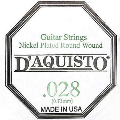 Three (3) - .028 Nickel Roundwound - D'Aquisto - Electric / Acoustic Guitar Strings image 1