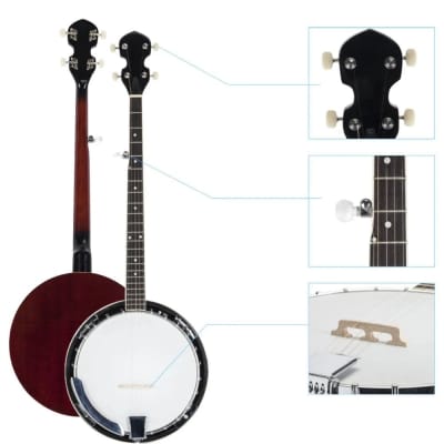 Vintage Vine VF-5R / 5 string Long Neck Banjo w/Case from