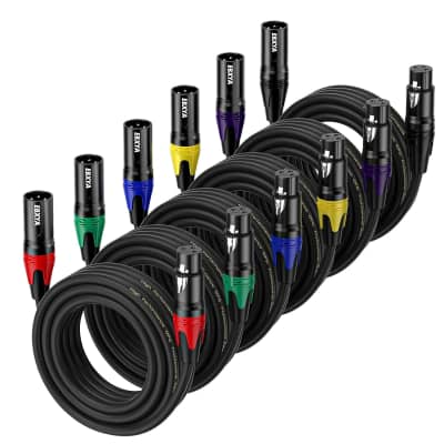 XLR Cables, 6 Feet 6-Pack XLR Male to Female Microphone Cable, 3-Pin Balanced XLR Speaker Cable, Multi-Colored Mic Cord for Mic Mixer, Speaker Systems, Radio Station, Podcast image 1