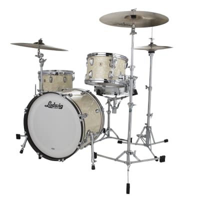 Ludwig Classic Maple Vintage White Marine Fab 14x22_9x13_16x16 Drums Shell Pack Made in USA Authorized Dealer image 2