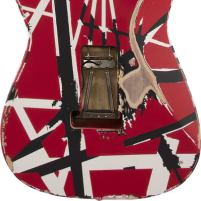EVH Striped Series Frankenstein Frankie, Maple Fingerboard, Red with Black Stripes Relic image 3