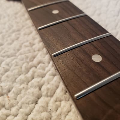 You never felt frets like this. Bottom price on a USA Roasted flame maple neck. NO fret tangs,Rounded edges. Dark Rosewood fingerboard..Made for a Strat body # MPS-39R image 2