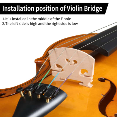 Full Size 4/4 Violin Set for Adults Beginners Students with Hard Case, Violin Bow, Shoulder Rest, Rosin, Extra Strings 2020s - Natural image 6