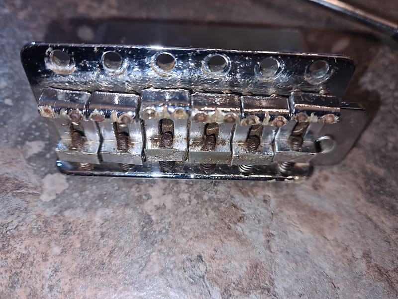 Fender Tremolo bridge 1970s chrome block is stamped 010347 & | Reverb