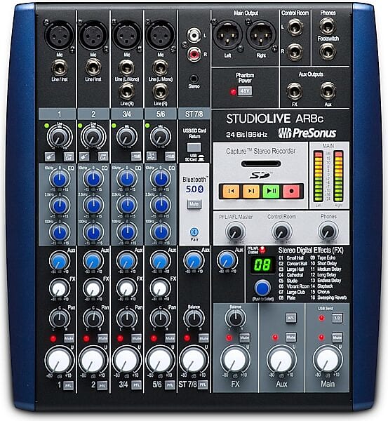 PreSonus StudioLive AR8c 8-Input Mixer / Digital Recorder / Audio Interface 2020 - Present - Gray / Blue image 1