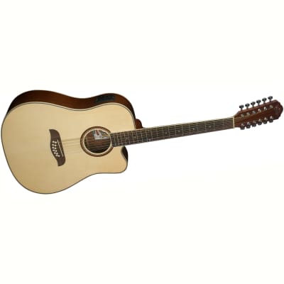 Oscar Schmidt OD312CE 12-String Cutaway Acoustic Electric Guitar, Natural image 3