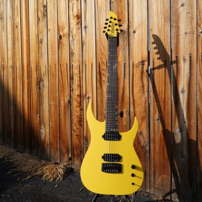 Schecter USA CUSTOM SHOP Keith Merrow KM-7 Stage Yellow Satin 7-String Electric Guitar w/ Case (2024) image 2