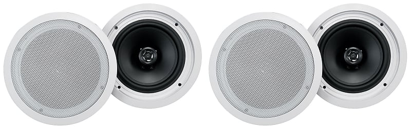 (4) Rockville HC85-16 White 8&quot; 700 Watt In-Ceiling Home Theater Speakers 16 Ohm  			