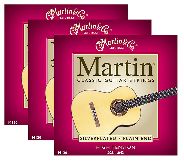 3 Packs of Martin M120 Silver Plated - Plain End Classical Guitar Strings image 1