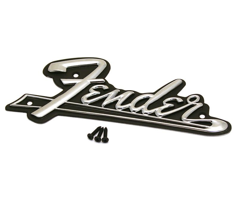 Fender 099-4093-000 Black Panel Amplifier Logo Plate with Screws image 1