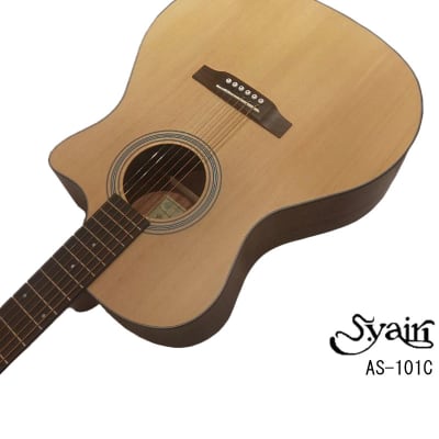 S.yairi AS-101C Solid Sitka Spruce & Mahogany Cutaway Grand Auditorium acoustic Guitar image 4