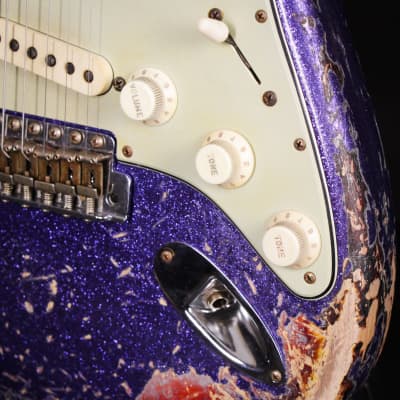 Fender Custom Shop 1962 Stratocaster Super Heavy Relic Dennis Galuszka Masterbuilt Brazilian Rosewood Purple Sparkle / 3 Color Sunburst 2024 (R135800) image 15