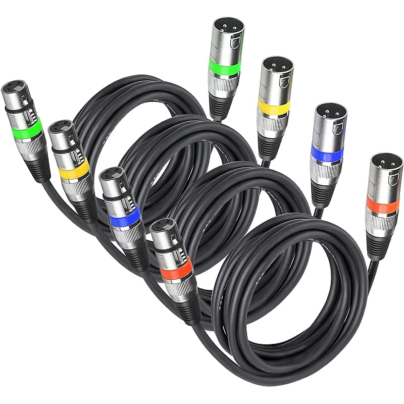 Microphone Cable 4 Pack Dmx Cables 15Ft Male Female Xlr Reverb
