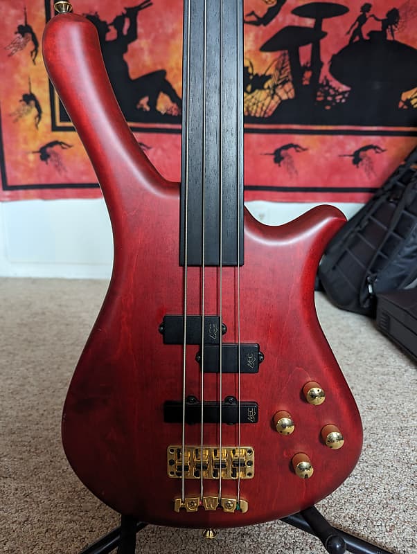 Warwick Fortress ONE fretless 1999 - transparent red image 1