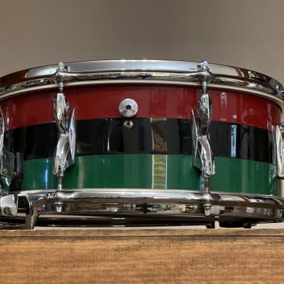 1960's Premier 2001 5.5x14 Mahogany Snare Drum Original Red Black Green Duroplastic 2000 image 8