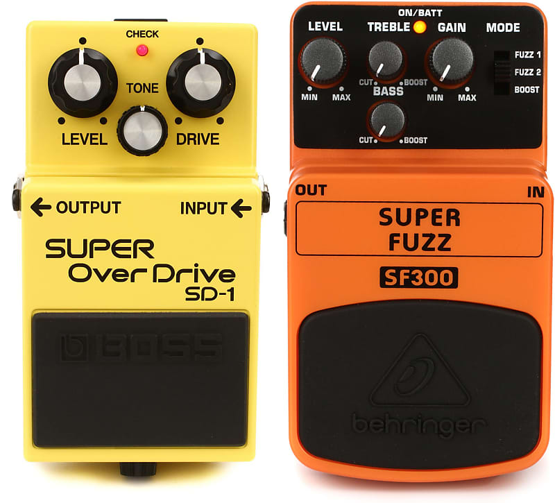 Boss SD-1 Super Overdrive Pedal Bundle with Behringer SF300 Super