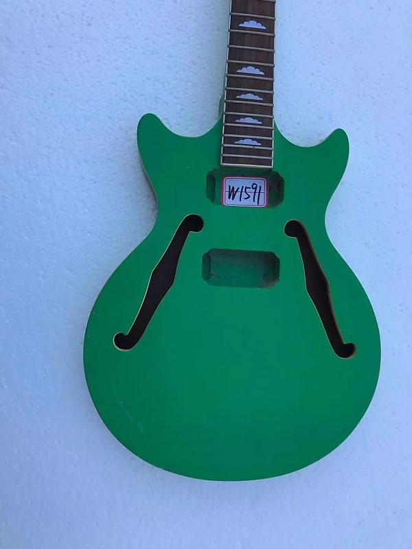 Green Semi Hollow Body Jazz Guitar Body with Maple Neck, Reverb