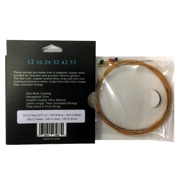Coated Acoustic Guitar Strings Light Gauge - Extra High E image 3