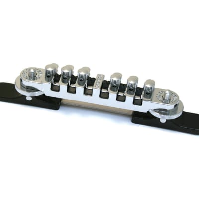 Genuine Gretsch SynchroSonic Adjustable Roller Guitar Bridge with Base - CHROME image 2
