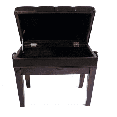 Symphony Adjustable Cushion Seat Piano Bench Stool with Storage - Polished Mahogany (FS311PM) image 3