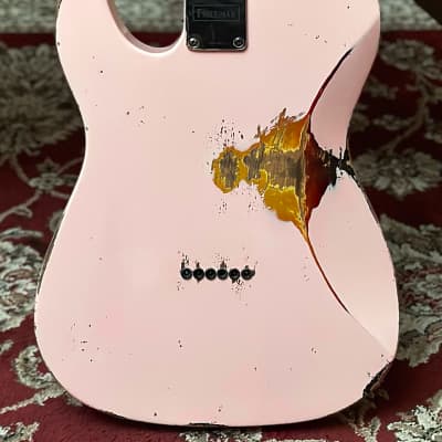 Friedman Vintage T Shell Pink Over 3 Tone Burst Electric Guitar - with Hard Case image 16