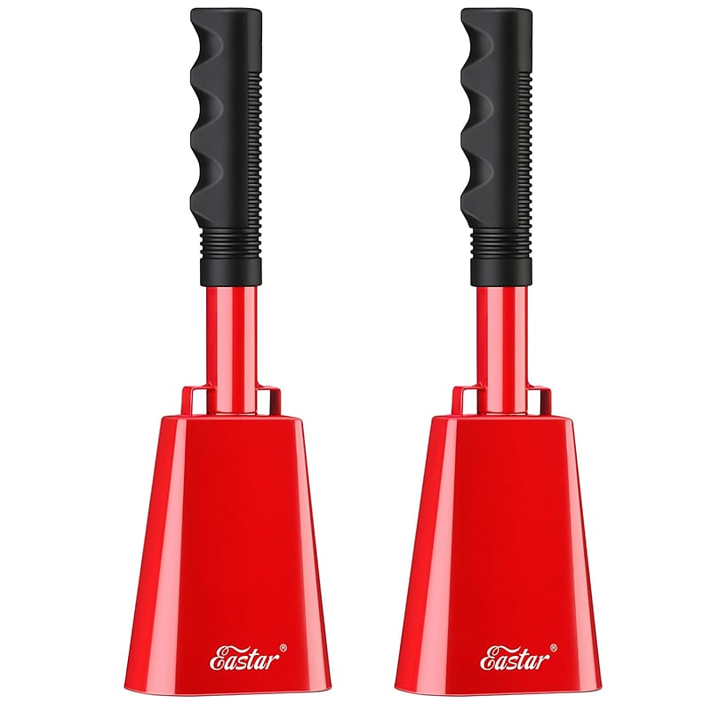 Cow Bell With Handle, 2 Pack Cowbells For Sporting Events, 10 Inch Cowbells  Noise Makers Cheering Bell For Football Games, Stadiums, Halloween Gifts,  Red