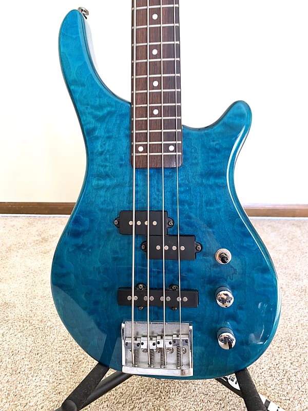 JB Player Professional Series Electric Bass Guitar Translucent Blue with GIG BAG image 1